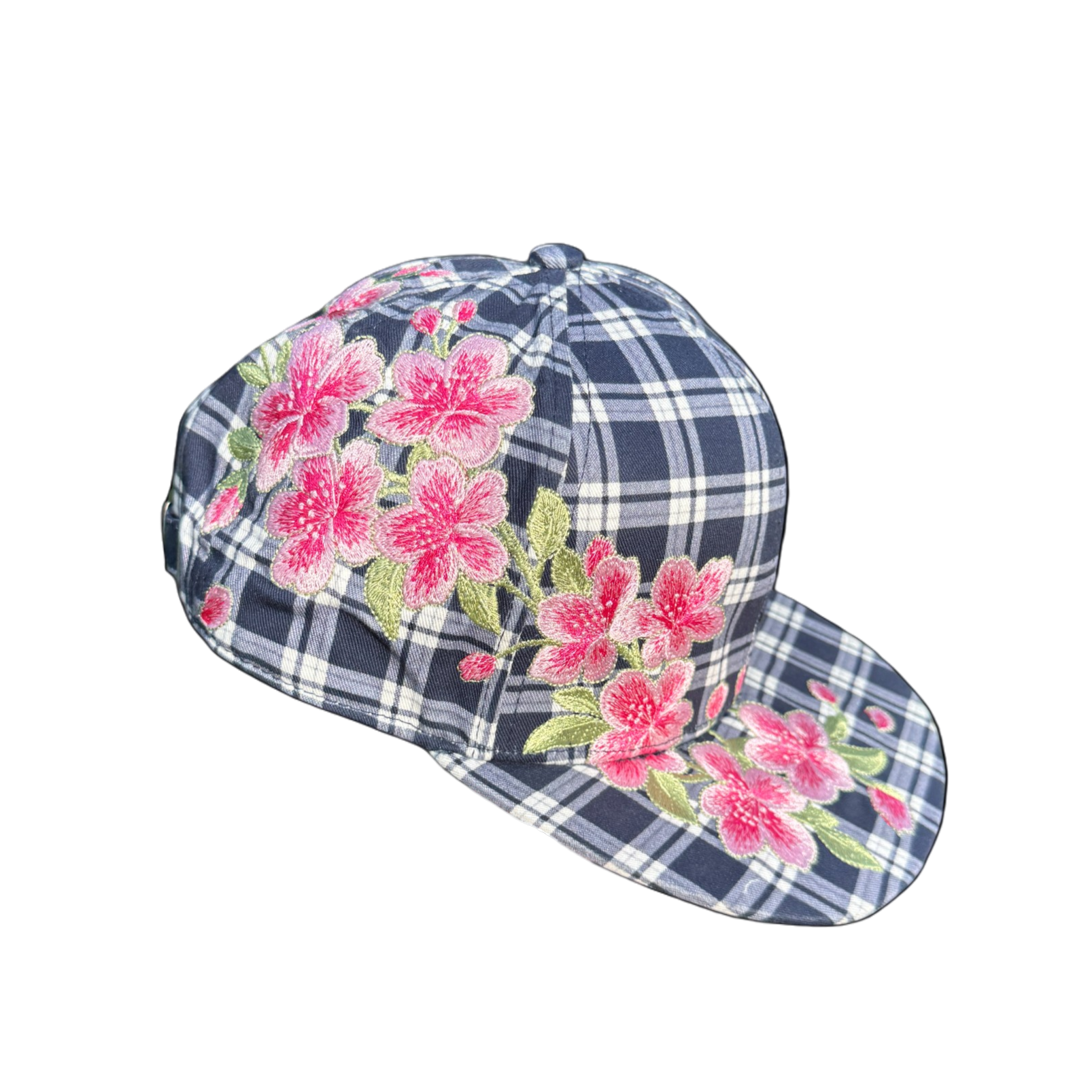 "sakura" embroidered satin-lined cap