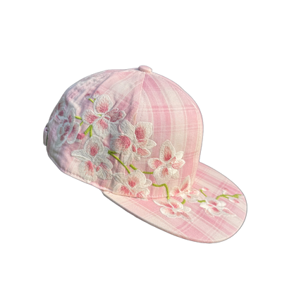 "ORCHID" embroidered satin-lined cap