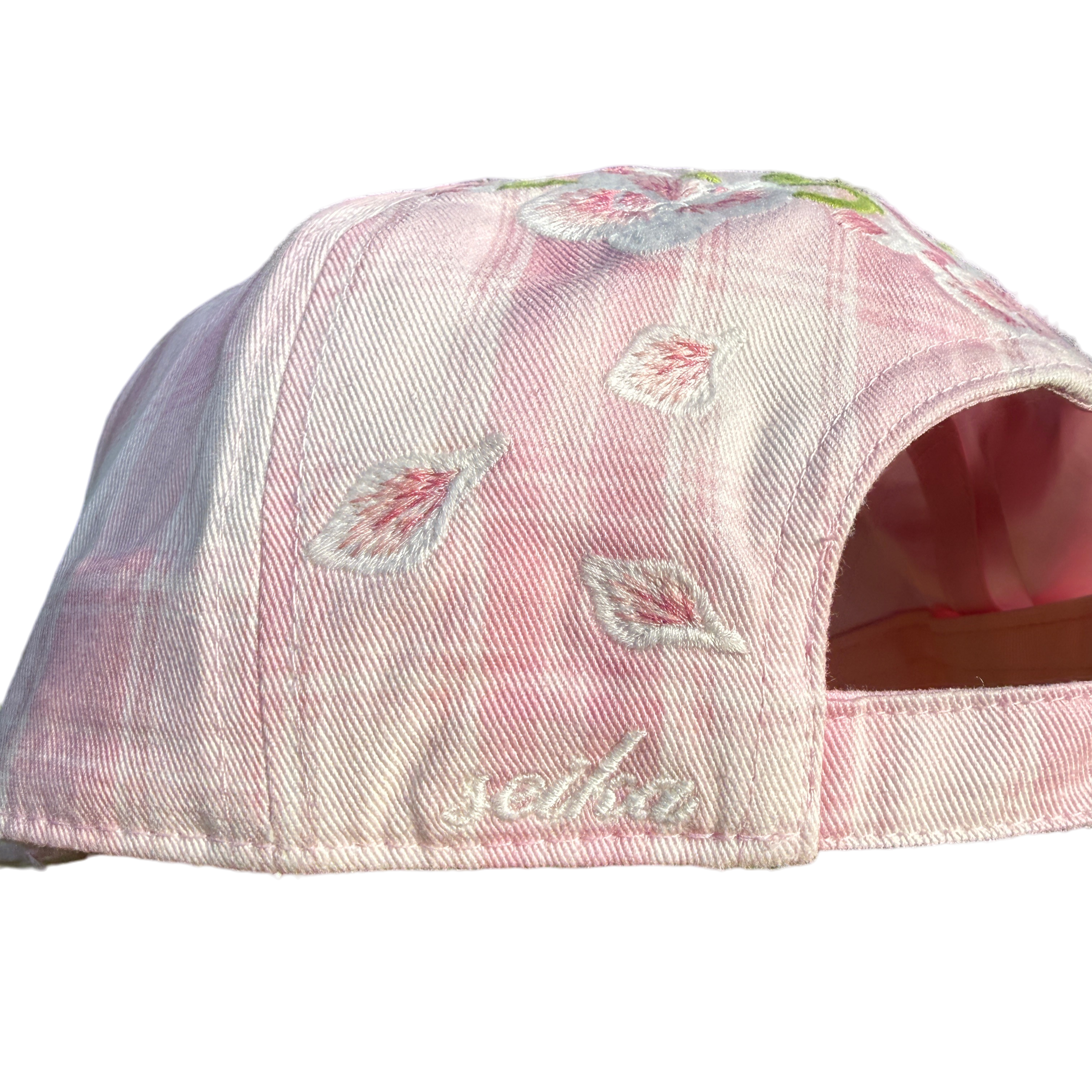"orchid" embroidered satin-lined cap