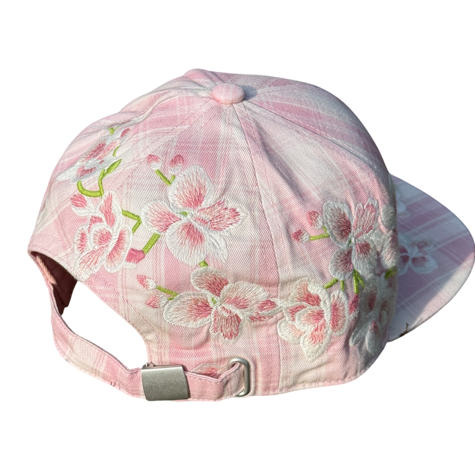 "orchid" embroidered satin-lined cap