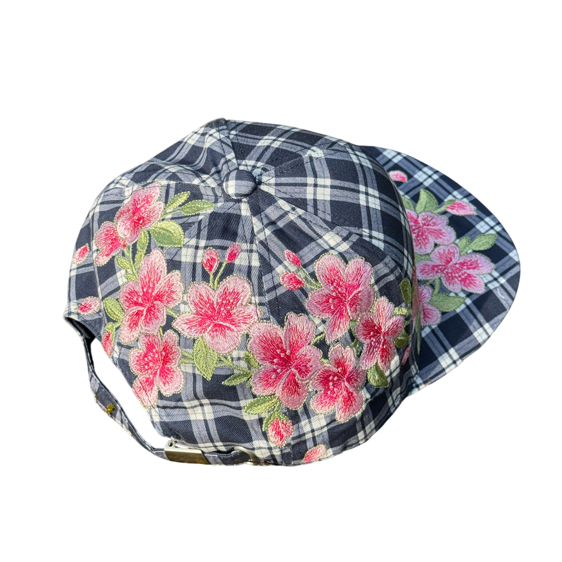 "sakura" embroidered satin-lined cap