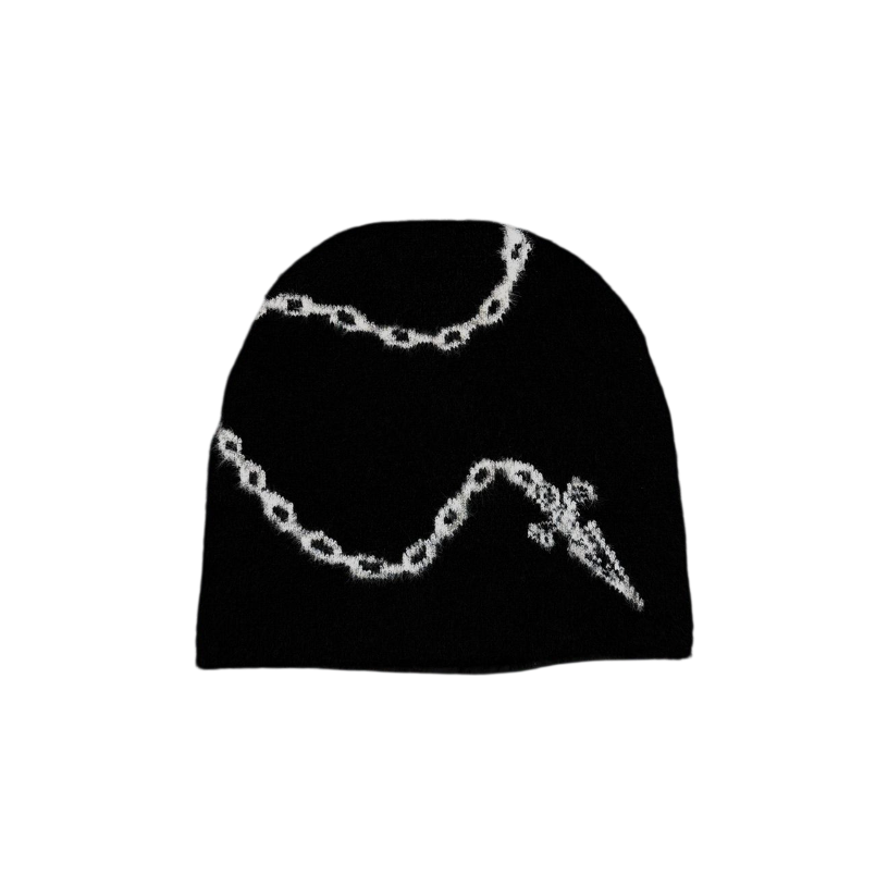 "CHAIN" SATIN-LINED MOHAIR BEANIE