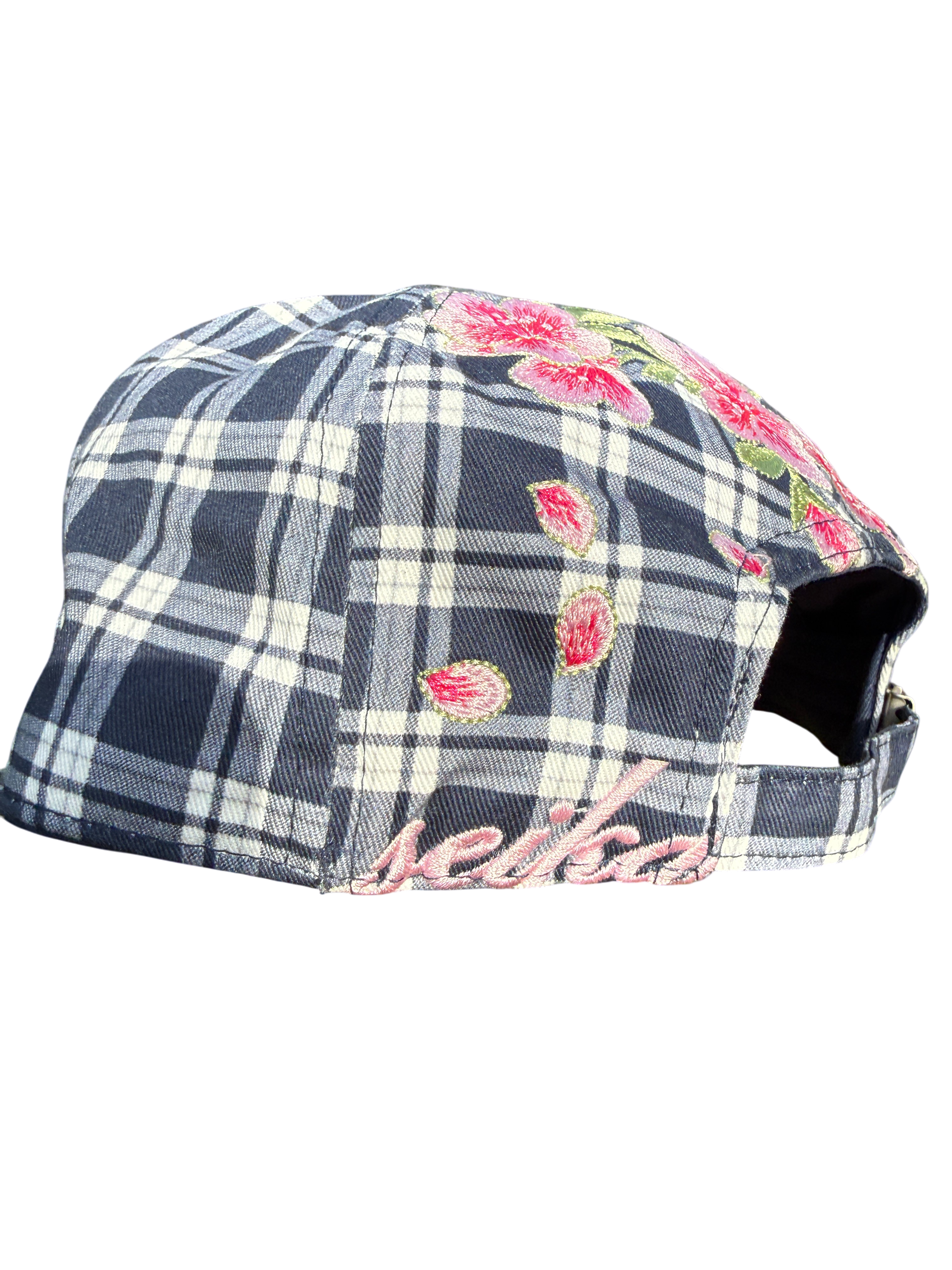 "sakura" embroidered satin-lined cap