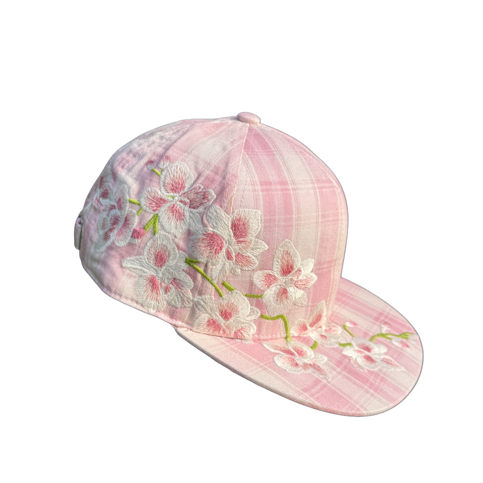 "orchid" embroidered satin-lined cap