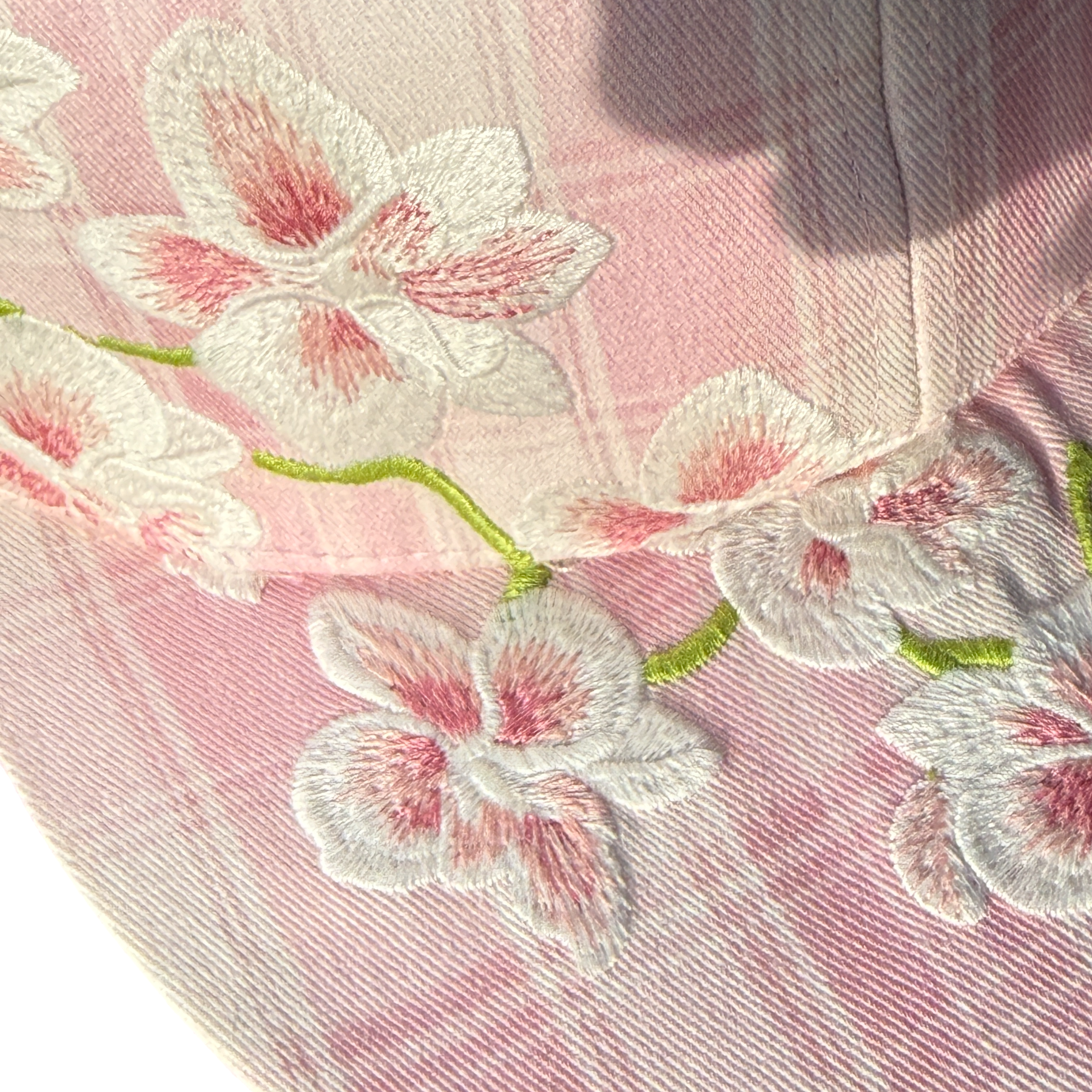 "orchid" embroidered satin-lined cap